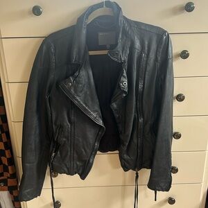MUUBAA Black leather jacket size us 8
